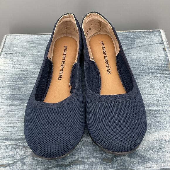 NEW Amazon Essentials Women’s Knit Ballet Flats Navy Size 5 - Picture 3 of 10